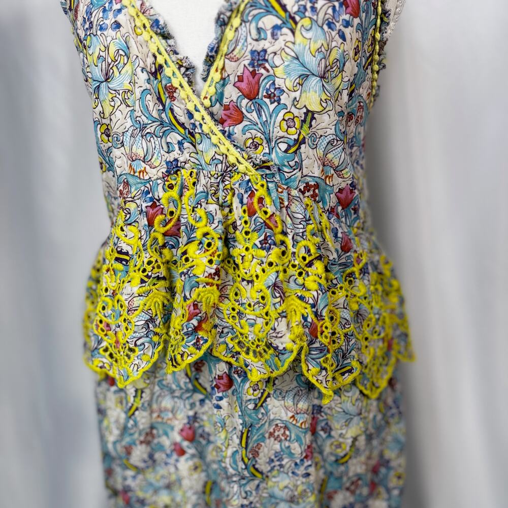 Anthropologie Barok Embroidered Floral Mini Dress Euro Summer Resort M Babydoll - Picture 5 of 16